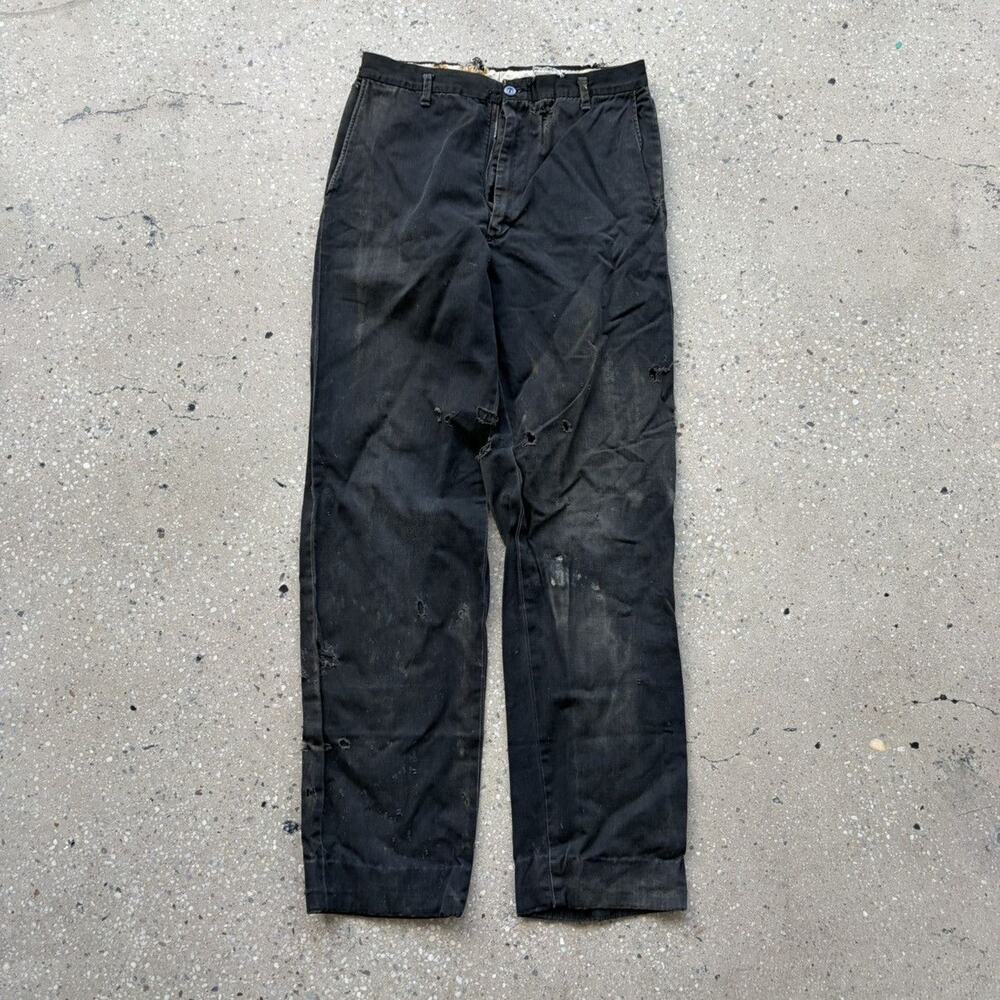 Vintage 60s Black Sanforized Workwear Cotton Chinos 26x28